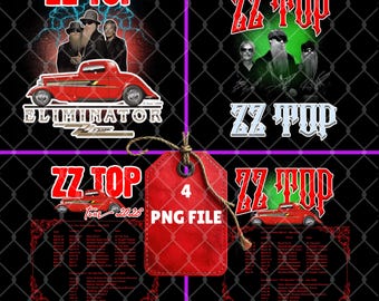 ZZ Top PNG Bundle: Vintage Rock Band T-Shirt Design (Digitaler Download)