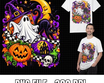 Vintage Halloween PNG, Black Cat Skull Graphic, Retro Spooky Season T-Shirt Design, Goth Halloween Shirt Art, Fall Season Digital Download