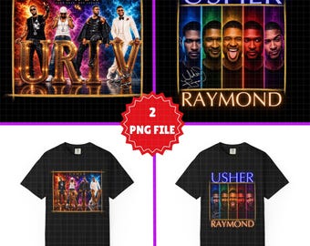 Usher World Tour PNG Face Tshirt Design: Concert Fan Art (Digital Download)