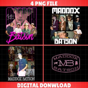May include: A digital download graphic featuring four PNG files. The files include images of Maddox Batson, with text that reads "Maddox Batson" and "Digital Download". The images are set against a black background.