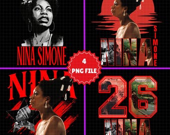 Nina Simone Bundle 4 PNG , Black Music History, Soul Legend PNG , Digital Download