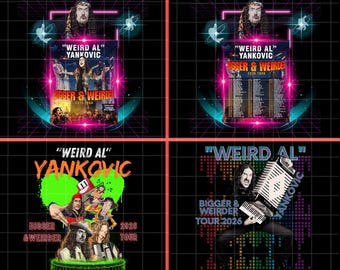 Weird Al Yankovic PNG: Bigger & Weirder Nordamerika Tournee, T-Shirt Design (Digitaler Download).