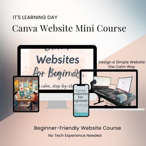 May include: An advertisement for a Canva Website Mini Course. The image shows a laptop, tablet, and smartphone displaying website design content. Text includes "Websites for Beginners" and "Beginner-Friendly Website Course."