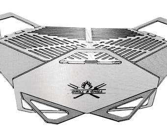 V3 Collapsible BBQ Grill Files, Flat-Pack Camping Fire Pit Design (dxf, step, pdf)