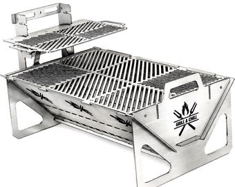 V2 Collapsible BBQ Grill Fire Pit 830mm CNC Laser Cut Design (Digital Download - dxf)