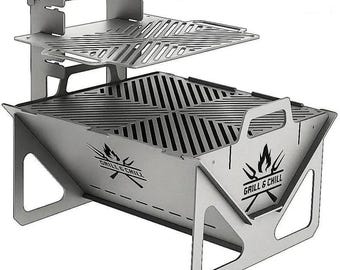 Collapsible BBQ Fire Pit Grill DXF File – 525MM Laser Cut Design (Digital Download)