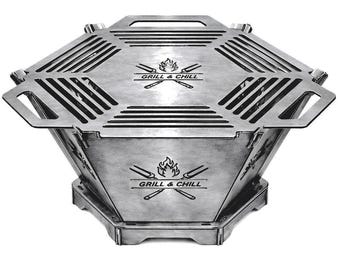 HEXAGON Fire pit BBQ – Slot Grill DXF File: Laser Plasma Cut Design (Digital Download)
