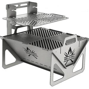 Zusammenklappbarer 3 mm 2-stufiger BBQ-Feuerstellengrill DXF-STEP-Dateien – 525 mm (Digitaler Download)