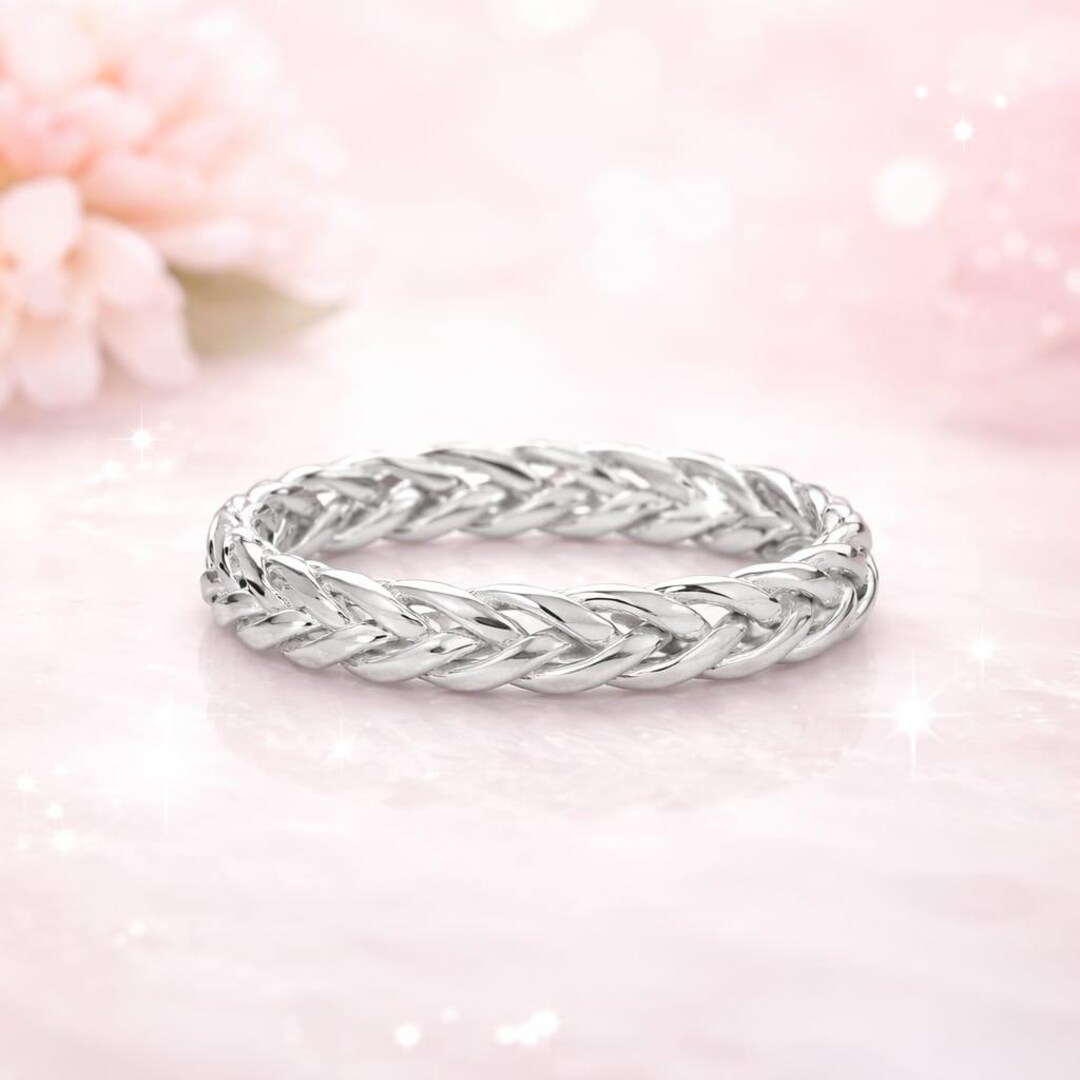 Sterling Silver Braided Rope Ring | Stackable Unisex Band - Etsy