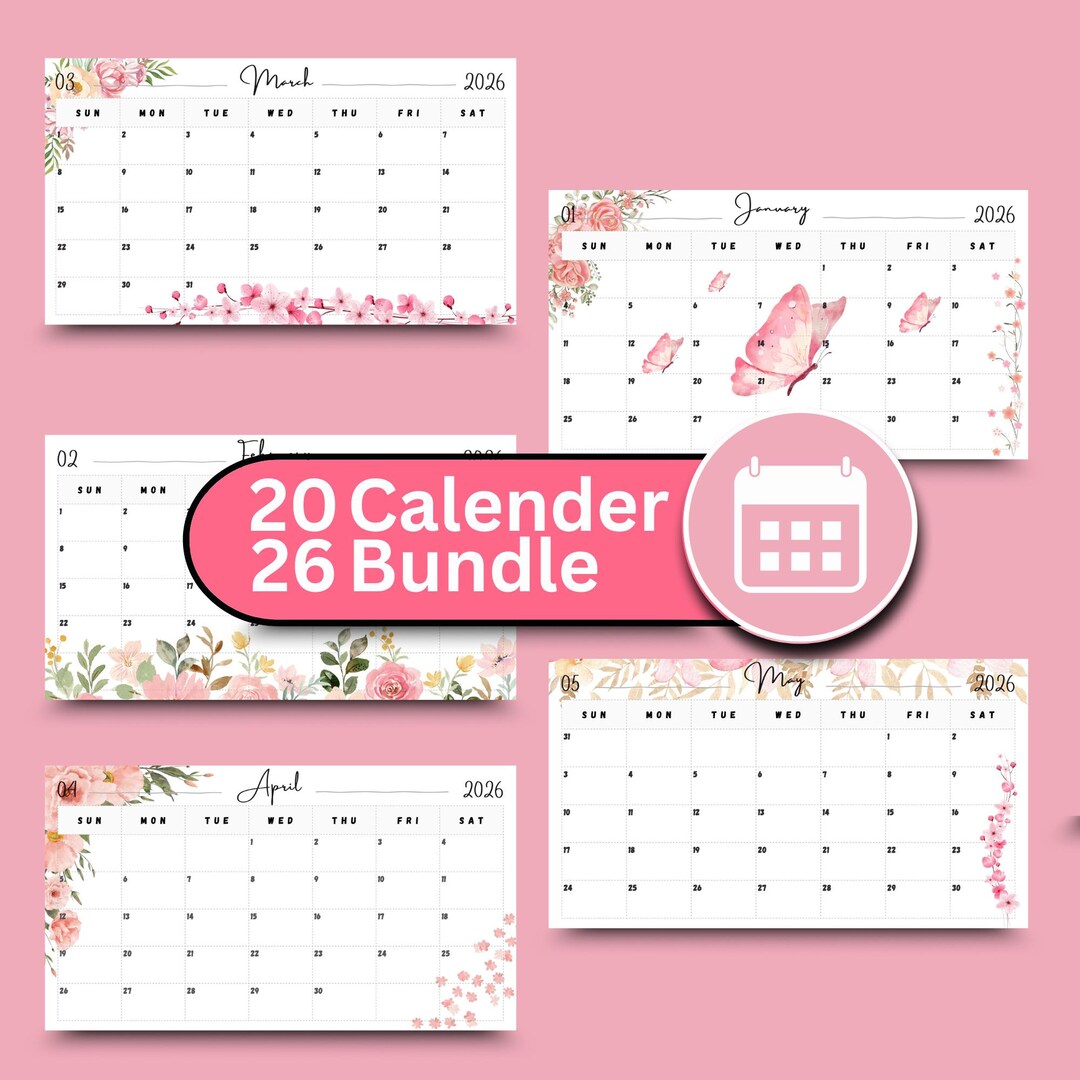Kalender 2026 zum Ausdrucken | Eleganter Monatsplaner (PDF) - Etsy.de