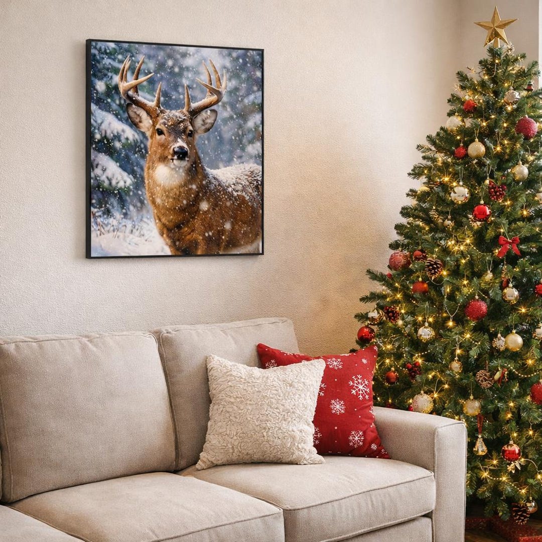 Winter Buck Wall Art-cozy Christmas Deer Print - Etsy