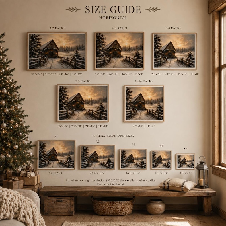 Christmas Wall Art, Rustic Farmhouse Christmas Decor, Snowy Winter Barn ...