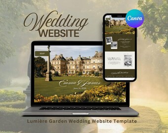de Site Web de mariage en toile de jardin Lumière Jardin | Invitation numérique RSVP modifiable élégante