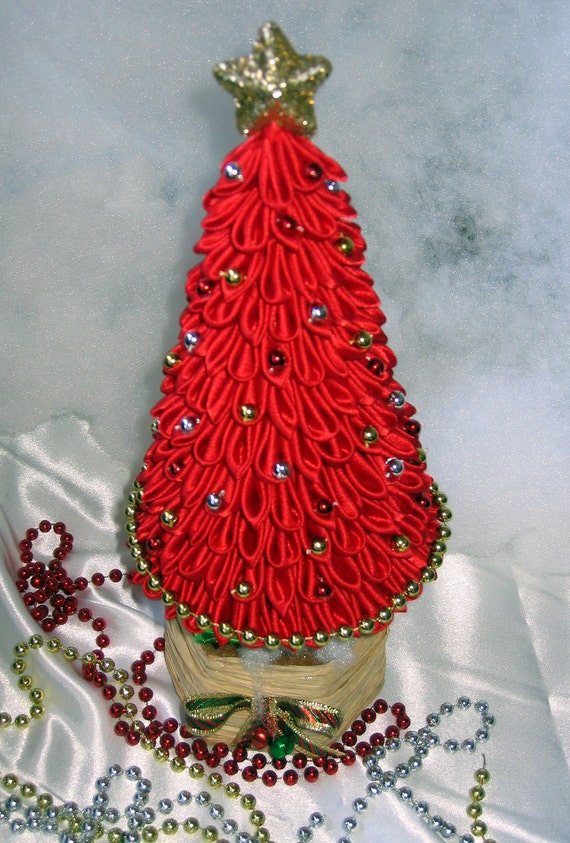 Albero Di Natale Kanzashi.Albero Di Natale Rosso Kanzashi Decorazione Della Casa Etsy