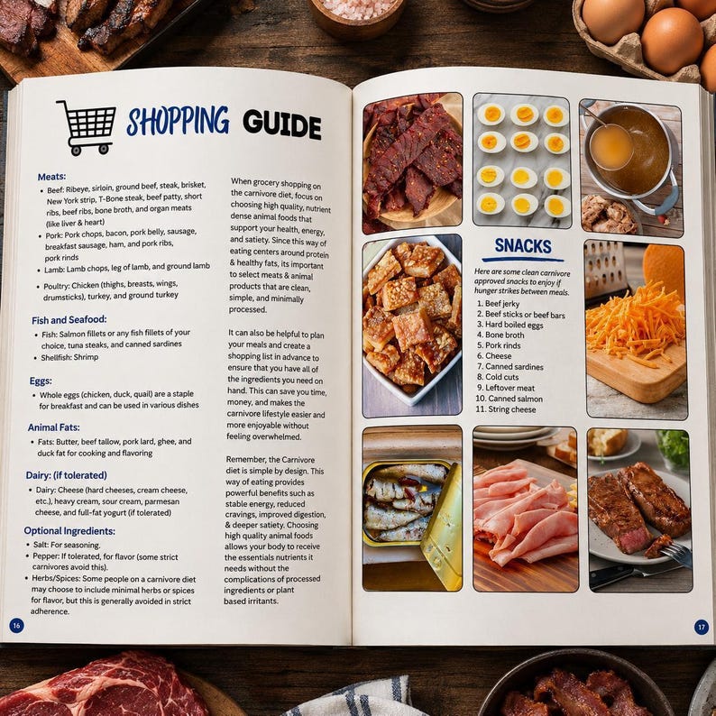 Carnivore Diet Plan Meal Prep Grocery Shopping List Printable Recipe Planner Weight Loss Guide Download Nutrition Program Keto Eating image 6