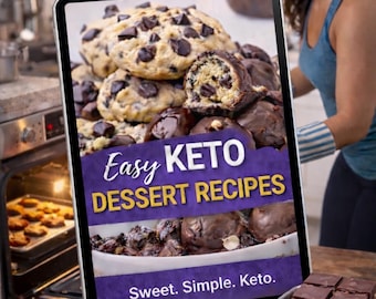 Keto Desserts Recipe Book, Low Carb Cheesecakes, Chocolate & No-Bake Treats (Digital Download)