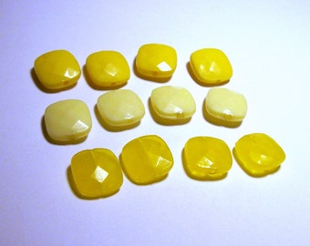 3 Shades of Yellow Square Acrylic Beads - 12mm - (12)