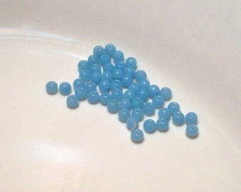 Vintage Baby Blue Lucite Beads - 3mm - (50)