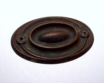 Vintage Brass Oval Drawer Handle Plate - 2.75" x 1.75" - (1)