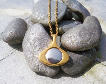 Avon Oval Teardrop Gold and Silver pendant Necklace