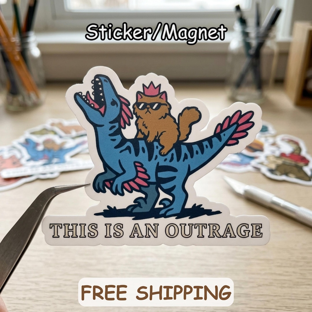This Is An Outrage Sticker, Princess Donut & Mongo Dungeoon Crawler Carl Retro Vintage Art