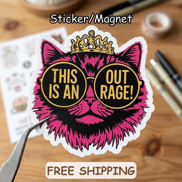 This Is An Outrage Sticker, Princess Donut Dungeoon Crawler Carl Retro Vintage Art, Funny Mongo Quote Decals, Vinyl/Magnet, Free Shipping