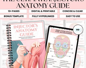 Aesthetic Injector Anatomy Guide Hyperlinked | Botox & Filler Mapping | Facial Anatomy Cheat Sheets for Nurses | Digital Download