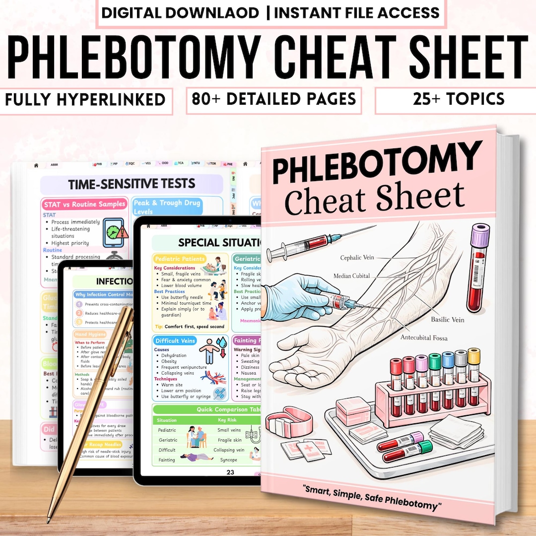 Phlebotomy Cheat Sheet | NCLEX Study Guide PDF | Venipuncture Notes ...