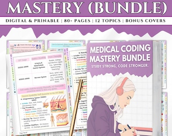Medical Coding Study Guide Hyperlinked Bundle | ICD-10 & CPT Reference Sheet | Anatomy  Medical Terminology Chart | Nursing Student Resource