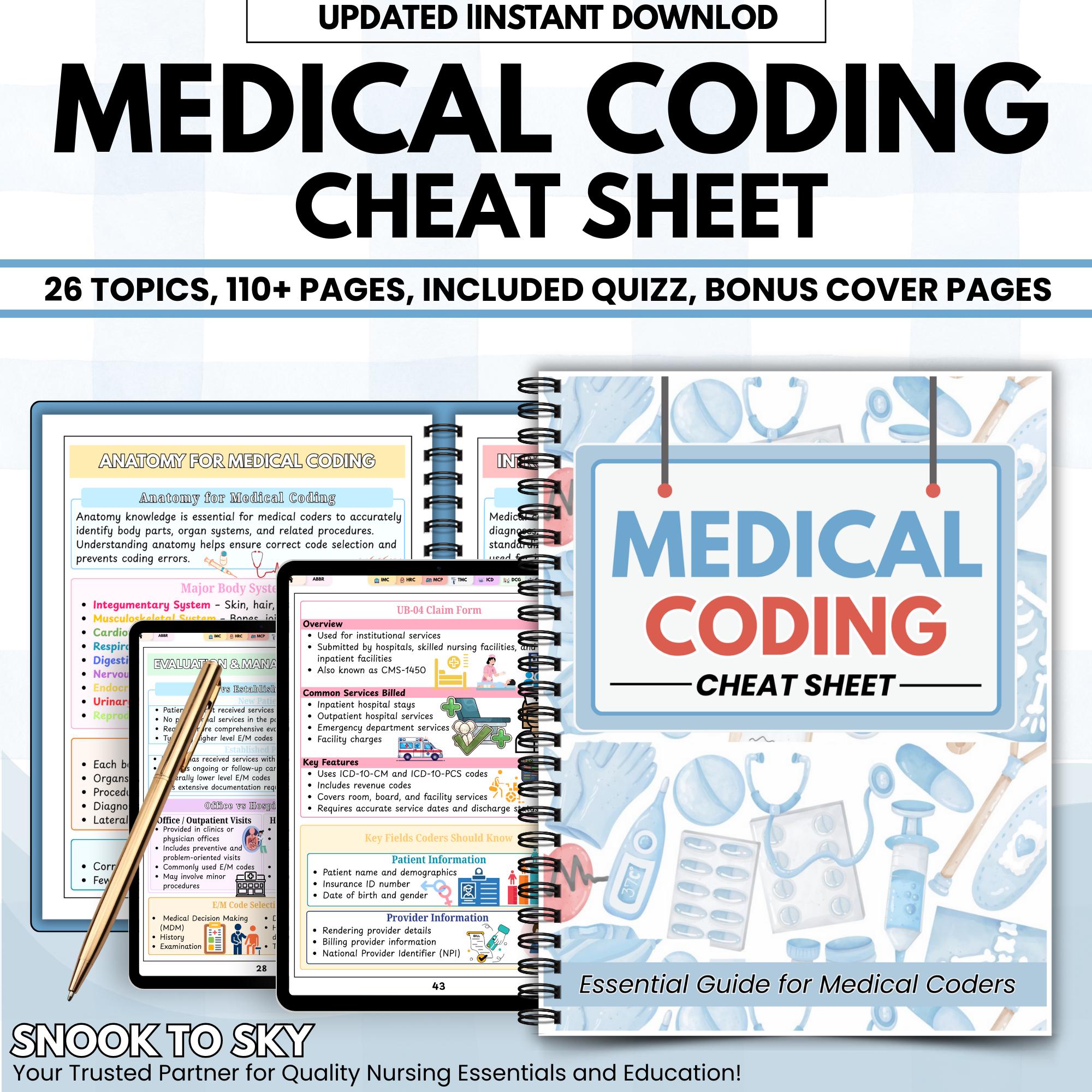 Medical Coding Study Guide & Cheat Sheet | Diagnosis and Procedure ...