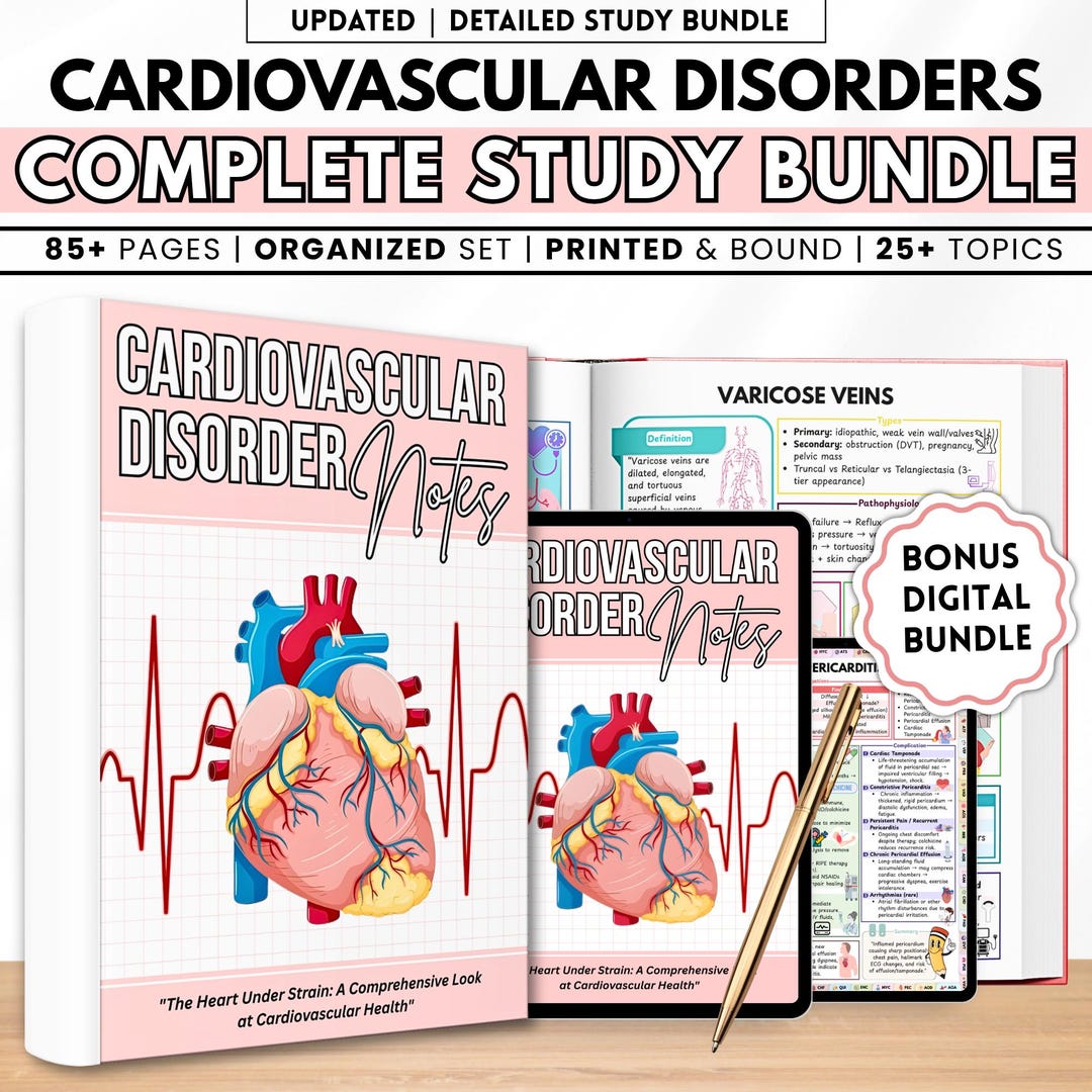 Cardiovascular Disorders Notes Bundle | Nursing Study Guide 85+ Pages ...