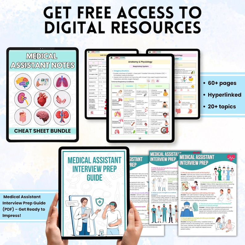 Medical Assistant Notes & Cheat Sheet Bundle – Physical Book | 20 ...