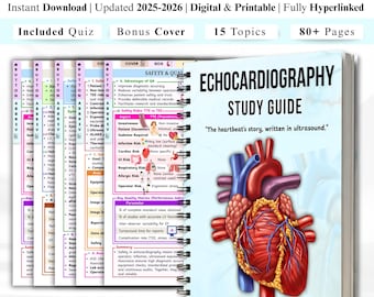 Studiehandledning för ekokardiografi i PDF-format | Anteckningar om ekokardiografi | Studieblad för hjärtsonografi | Arbetsbok för hjärtavbildning | Digital nedladdning i PDF-format