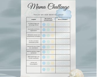 Mental Load Tracker for Moms - Mom Challenge | Fairly Sharing Tasks | Family Organization & Mindfulness