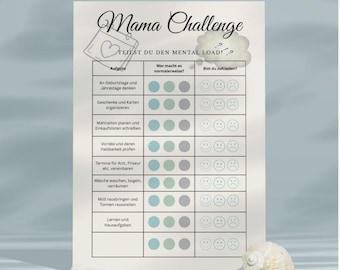 Mental Load Tracker for Moms - Mom Challenge | Fairly Sharing Tasks | Family Organization & Mindfulness