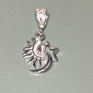Colgante de Luna, Sol y Estrella de Plata de Ley 925 – Joyería celestial para regalo para ella