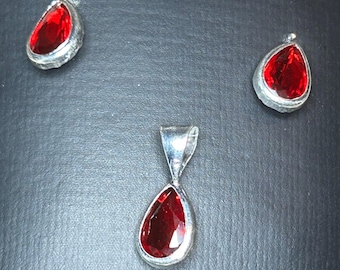 Dije de Lágrima con Aretes En Plata, Joyería Artesanal, Joyería México, Conjunto Elegante, Regalo de Cumpleaños, Plata de Ley 925