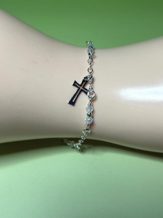 Sterling Silver Cross Bracelet: Handmade Religious Jewelry From