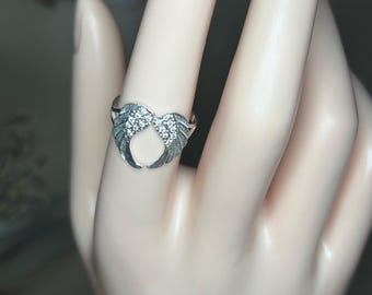 Anello con ali in argento sterling fatto a mano: gioielli artigianali in zirconia