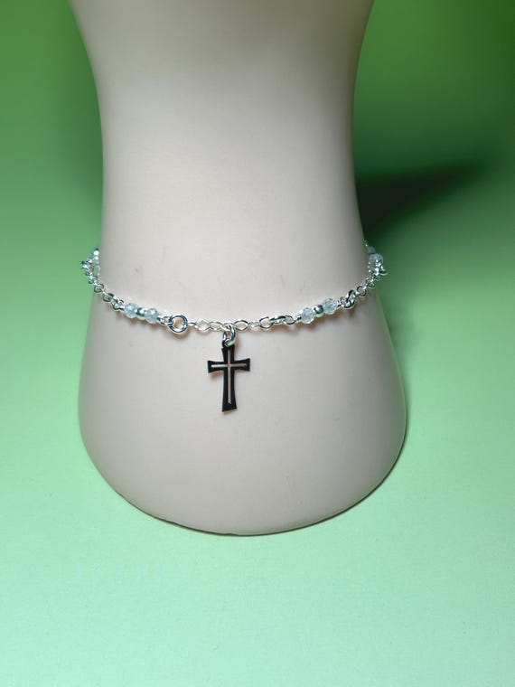 Sterling Silver Cross Bracelet: Handmade Religious Jewelry From