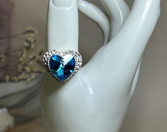 Anello a forma di cuore regolabile in argento sterling fatto a mano: gioielli in zirconia