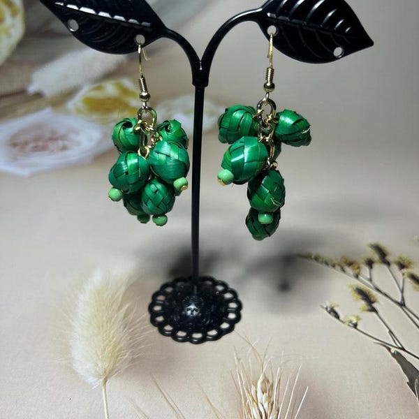 Handmade Palm Leaf Earrings: Mexican Artisan Jewelry