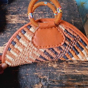 Handmade woven beaded african handbag