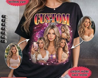 Comfort Colors®Custom Girlfriend Bootleg Shirt, Boyfriend Tshirt, Wife Tee, Bachelorette Surprise, Personalized Photo Gift, Retro Rap Design