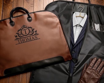 Custom Oxford Cloth Suit Bag, Leather Handle Garment Bag, Monogrammed Carrier