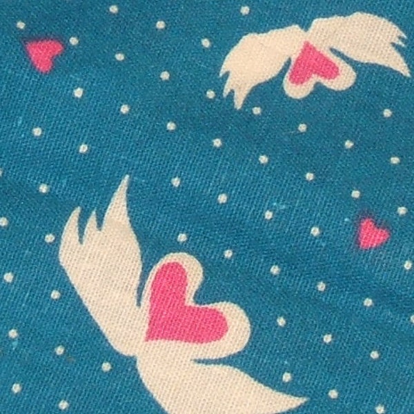 HEARTs n SWANS 1970s Vintage NOVELTY Fabric cotton 18x44