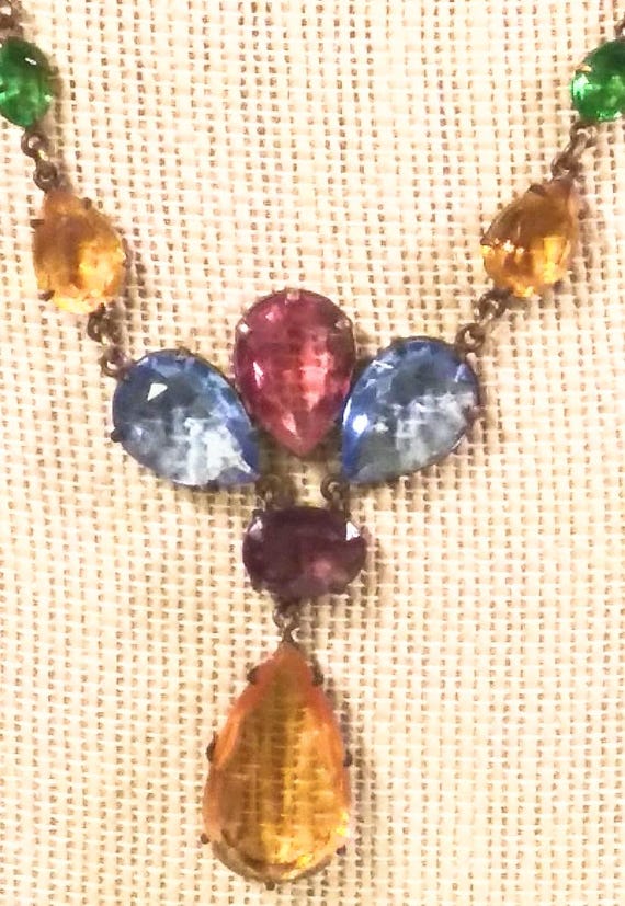 Edwardian Paste Glass Necklace: Antique Multi-Gem… - image 3