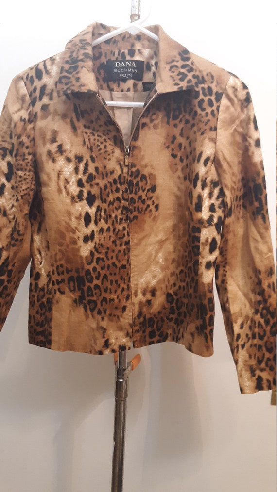 VINTAGE DANA Buchman linen, leopard, lined jacket… - image 2