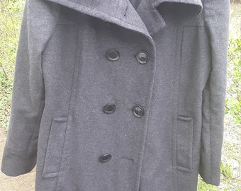 ANNE KLEIN Vintage y2K Pea COAT wool Dark gray, lined knee-length size12