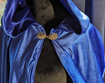 CLOAK, hooded Cape full length,BLUE, Raven,Ravenclaw//VELVeT w/clasp,Ren Faire wedding, elf,fairy,festival COSTUME,CoSPLAY, or everyday